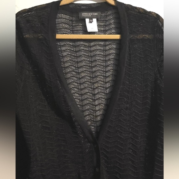 Jones New York Black Open-Front Cardigan - Picture 6 of 7